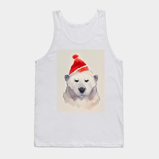 Polarbear wearing a Christmas Hat Tank Top